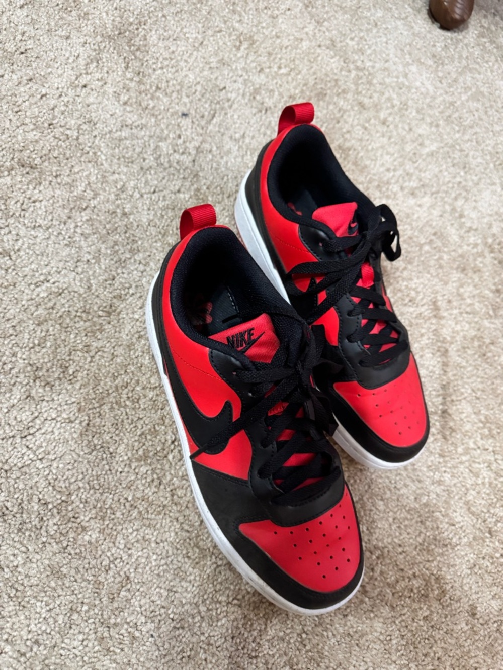 Nike Red and Black Low-Top Sneakers with White Soles